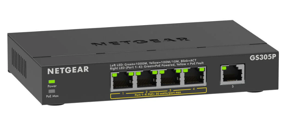 Netgear GS305P - 5-Port Gigabit Ethernet PoE+ Unmanaged Switch (63W)